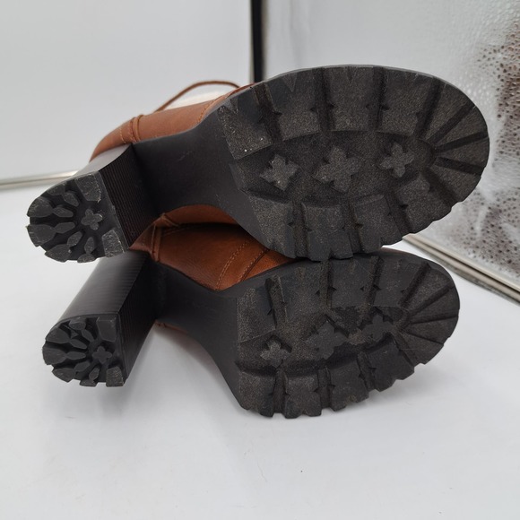 Just Fab Shandee Sherpa Block High Heel Boots Sherpa Trim Lug Sole 7 - Picture 5 of 10